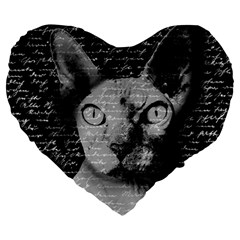 Sphynx Cat Large 19  Premium Flano Heart Shape Cushions by Valentinaart