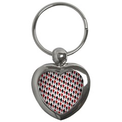 Suit Spades Hearts Clubs Diamonds Background Texture Key Chains (heart)  by Simbadda