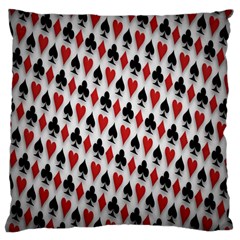 Suit Spades Hearts Clubs Diamonds Background Texture Large Cushion Case (one Side) by Simbadda