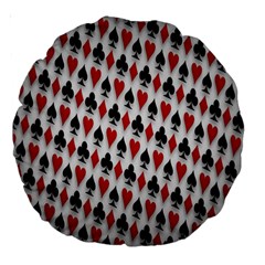 Suit Spades Hearts Clubs Diamonds Background Texture Large 18  Premium Round Cushions by Simbadda