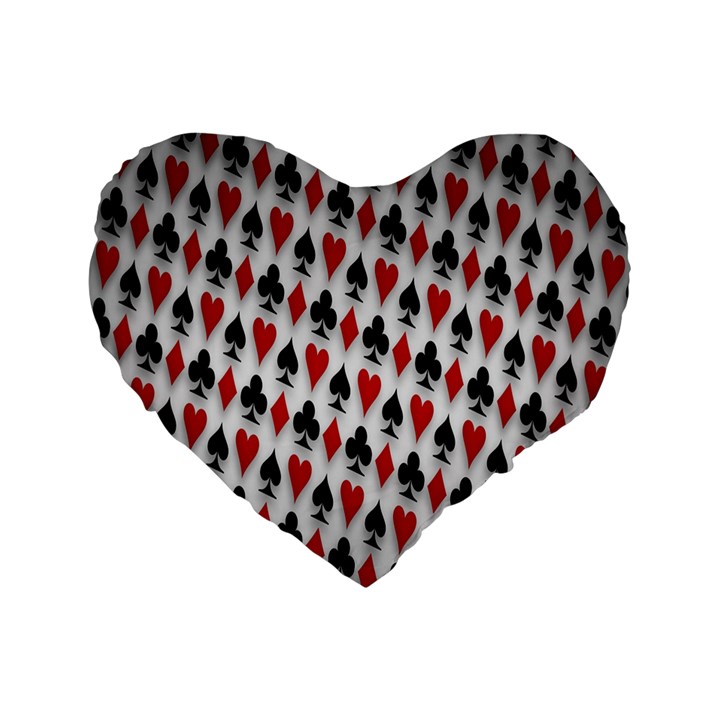 Suit Spades Hearts Clubs Diamonds Background Texture Standard 16  Premium Heart Shape Cushions