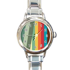 Texture Stripes Lines Color Bright Round Italian Charm Watch by Simbadda