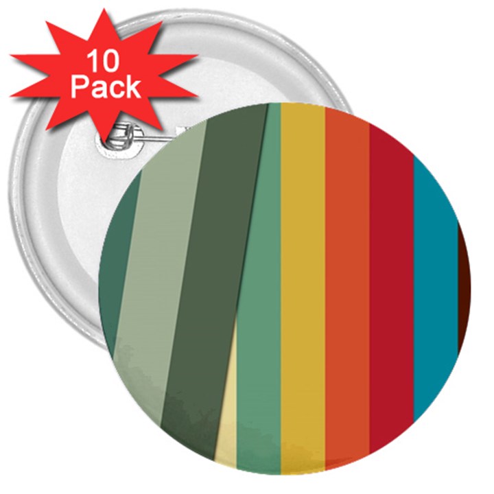 Texture Stripes Lines Color Bright 3  Buttons (10 pack) 