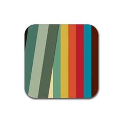 Texture Stripes Lines Color Bright Rubber Coaster (square)  by Simbadda