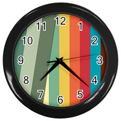 Texture Stripes Lines Color Bright Wall Clocks (black) by Simbadda