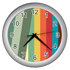 Texture Stripes Lines Color Bright Wall Clocks (silver)  by Simbadda