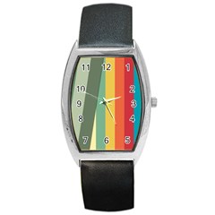 Texture Stripes Lines Color Bright Barrel Style Metal Watch by Simbadda