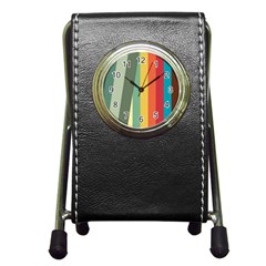 Texture Stripes Lines Color Bright Pen Holder Desk Clocks by Simbadda