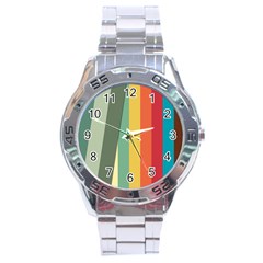 Texture Stripes Lines Color Bright Stainless Steel Analogue Watch by Simbadda