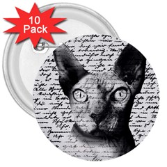 Sphynx Cat 3  Buttons (10 Pack)  by Valentinaart