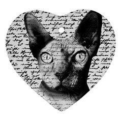 Sphynx Cat Heart Ornament (two Sides) by Valentinaart