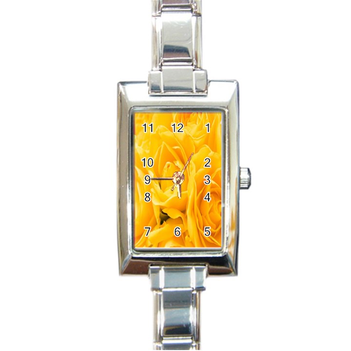 Yellow Neon Flowers Rectangle Italian Charm Watch