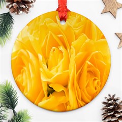 Yellow Neon Flowers Ornament (round) by Simbadda