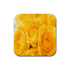 Yellow Neon Flowers Rubber Coaster (square)  by Simbadda