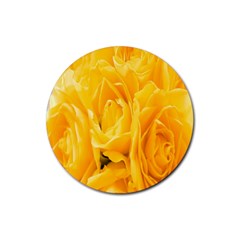 Yellow Neon Flowers Rubber Coaster (round)  by Simbadda