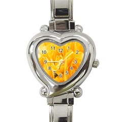 Yellow Neon Flowers Heart Italian Charm Watch by Simbadda