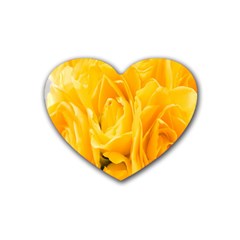 Yellow Neon Flowers Heart Coaster (4 Pack)  by Simbadda