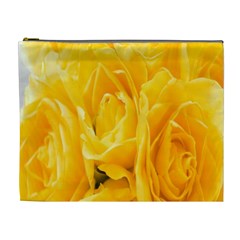 Yellow Neon Flowers Cosmetic Bag (xl) by Simbadda