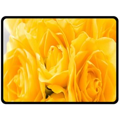 Yellow Neon Flowers Fleece Blanket (large)  by Simbadda