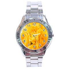 Yellow Neon Flowers Stainless Steel Analogue Watch by Simbadda