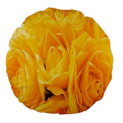 Yellow Neon Flowers Large 18  Premium Round Cushions by Simbadda