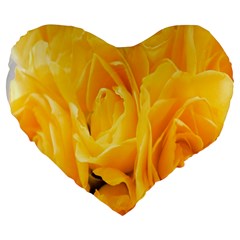 Yellow Neon Flowers Large 19  Premium Heart Shape Cushions by Simbadda