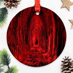 Tunnel Red Black Light Round Ornament (two Sides)