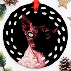 Sphynx Cat Ornament (round Filigree) by Valentinaart