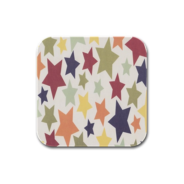 Star Colorful Surface Rubber Square Coaster (4 pack) 