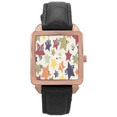 Star Colorful Surface Rose Gold Leather Watch  by Simbadda