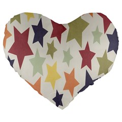 Star Colorful Surface Large 19  Premium Flano Heart Shape Cushions by Simbadda