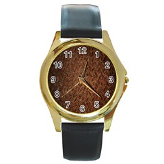 Texture Background Rust Surface Shape Round Gold Metal Watch by Simbadda