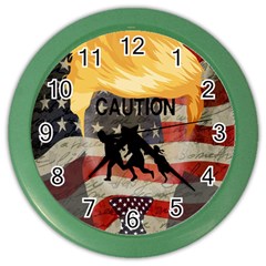 Caution Color Wall Clocks by Valentinaart