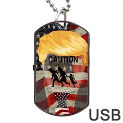 Caution Dog Tag Usb Flash (one Side) by Valentinaart