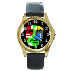 Che Guevara Round Gold Metal Watch by Valentinaart