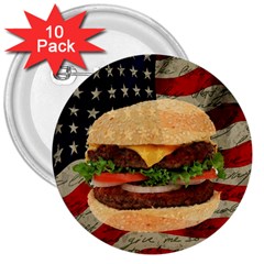 Hamburger 3  Buttons (10 Pack)  by Valentinaart