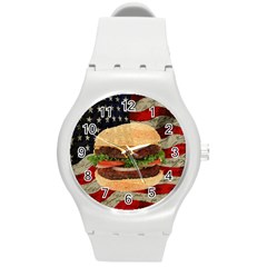 Hamburger Round Plastic Sport Watch (m) by Valentinaart