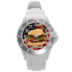 Hamburger Round Plastic Sport Watch (l) by Valentinaart