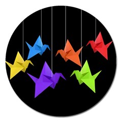 Paper Cranes Magnet 5  (round) by Valentinaart