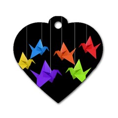 Paper Cranes Dog Tag Heart (one Side) by Valentinaart