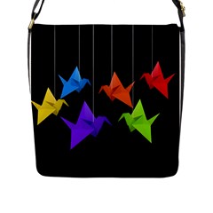 Paper Cranes Flap Messenger Bag (l)  by Valentinaart