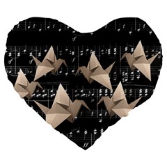 Paper Cranes Large 19  Premium Heart Shape Cushions by Valentinaart