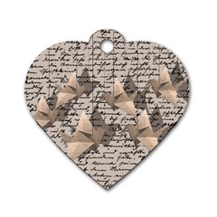 Paper Cranes Dog Tag Heart (one Side) by Valentinaart