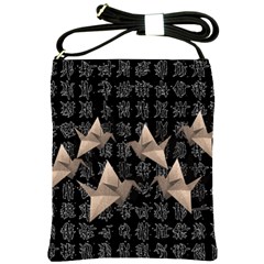 Paper Cranes Shoulder Sling Bags by Valentinaart