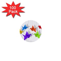 Paper Cranes 1  Mini Buttons (100 Pack)  by Valentinaart