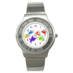 Paper Cranes Stainless Steel Watch by Valentinaart