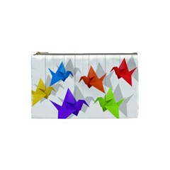 Paper Cranes Cosmetic Bag (small)  by Valentinaart