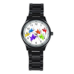 Paper Cranes Stainless Steel Round Watch by Valentinaart