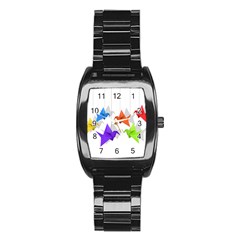 Paper Cranes Stainless Steel Barrel Watch by Valentinaart