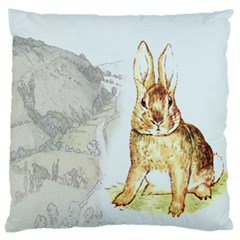 Rabbit  Large Cushion Case (two Sides) by Valentinaart